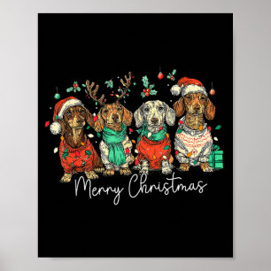 Affiche Joyeux Noël Teckel Chien Noël Vacances Pe