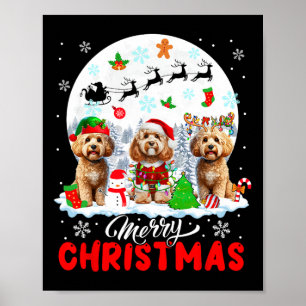 Affiche Joyeux Noël trois Père Noël Elf Reindeer Apoos Pro
