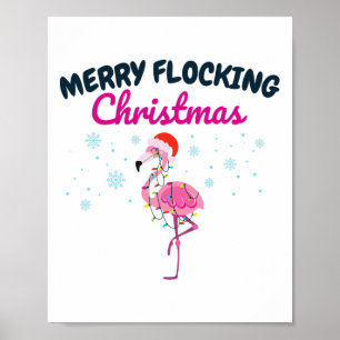 Affiche Joyeux Noël tropical flamant rose de Floride