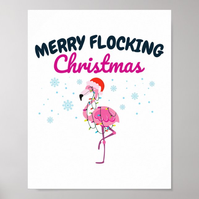 Affiche Joyeux Noël tropical flamant rose de Floride (Devant)