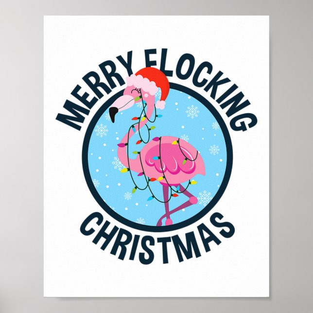 Affiche Joyeux Noël tropical flamingo de Floride (Devant)