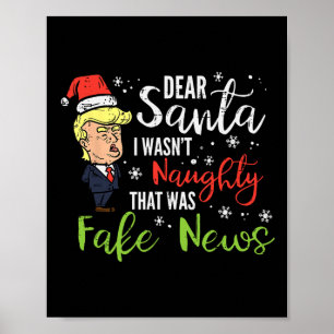 Affiche Joyeux Noël Trump Cher Père Noël Fake News Drôle X