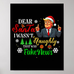 Affiche Joyeux Noël Trump Cher Père Noël Fake News Drôle X
