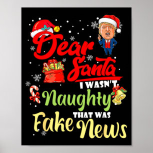 Affiche Joyeux Noël Trump Cher Père Noël Fake News Drôle X