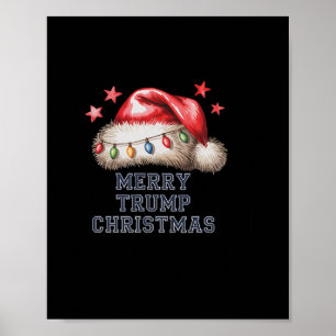 Affiche Joyeux Noël Trump Festif Chapeau Santa