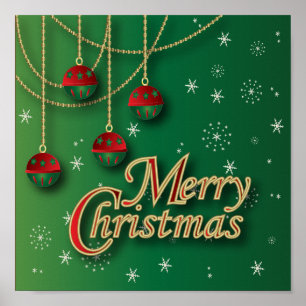 Affiche Joyeux Noël vert brillant