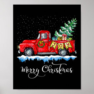 Affiche Joyeux Noël Vintage Camion Rouge Noël Ancien
