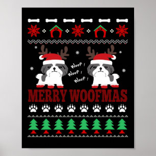 Affiche Joyeux Noël Woofmas Shih Tzu Vilain Noël