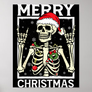 Affiche Joyeux Noël Xmas Crâne Squelette Drôle Hommes Femm