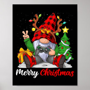 Affiche Joyeux Noël Xmas Gamer Gnome Jeu Vidéo Garçons K