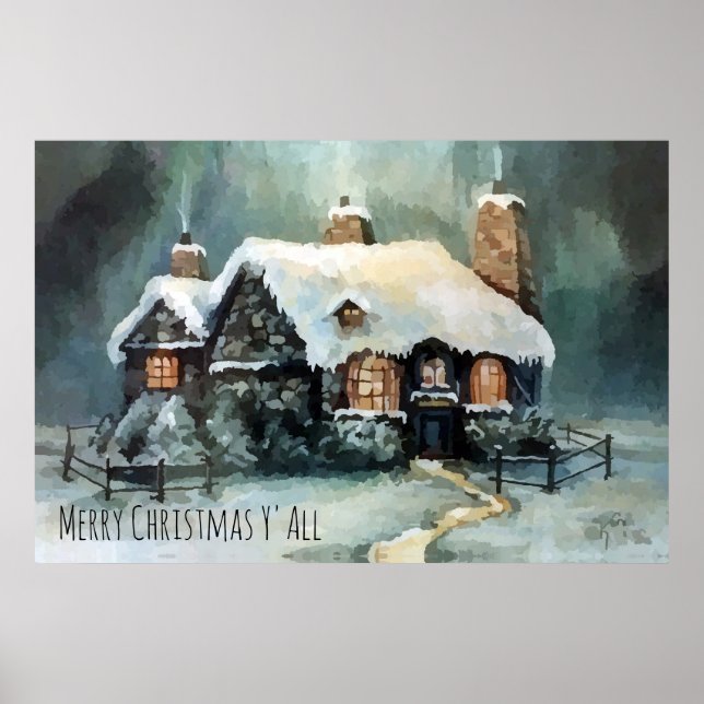 Affiche Joyeux Noël Y'All merveilleuse nuit d'hiver (Devant)