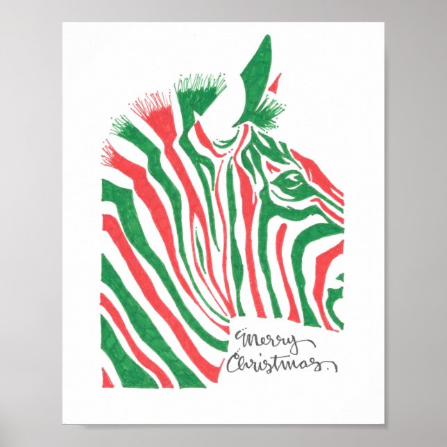Affiche Joyeux Noël Zebra Print (Devant)