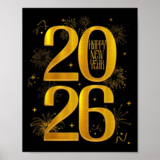 Affiche Joyeux Nouvel An 2026 Fête du Nouvel An amis Famil (Devant)