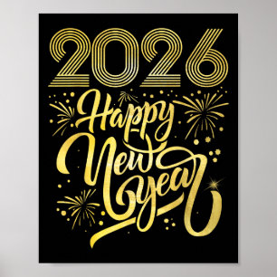 Affiche Joyeux Nouvel An 2026 Feu d'artifice