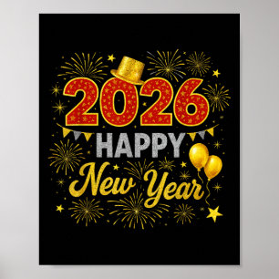 Affiche Joyeux Nouvel An 2026 Feu d'artifice
