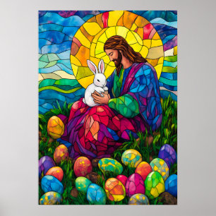 Affiche Joyeux OEuf de Pâques Jésus Bunny OEuvre murale