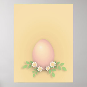 Affiche Joyeux Oeuf et Fleurs de Pâques