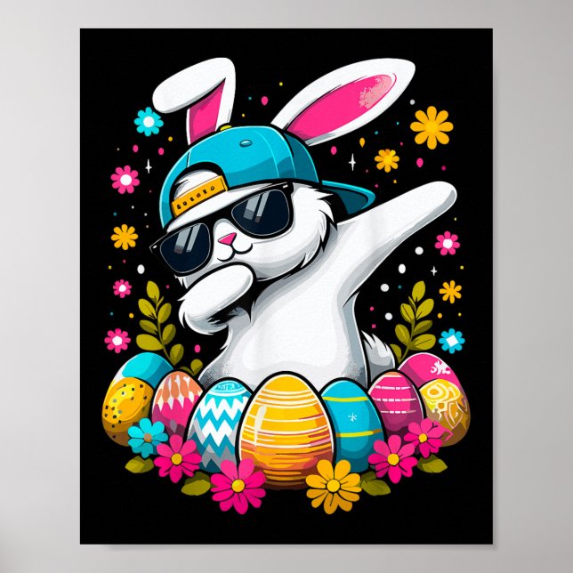 Affiche Joyeux Oeufs de Pâques Cool Dabbing Bunny (Devant)