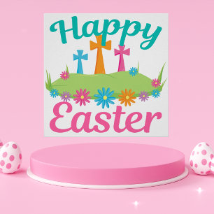 Affiche Joyeux Pâques Belle Religieuse