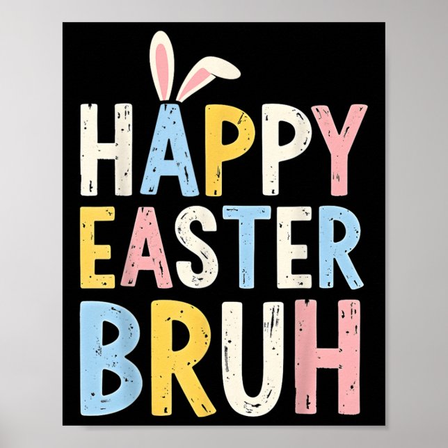 Affiche Joyeux Pâques Bruh Mème Drôle OEufs De Lapin Ados  (Devant)