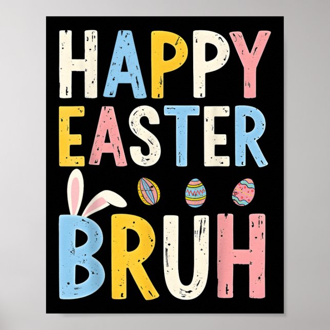 Affiche Joyeux Pâques Bruh mème Funny Bunny Bro Ados garço (Devant)