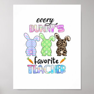 Affiche Joyeux Pâques Chaque Lapin Est Professeur Préféré