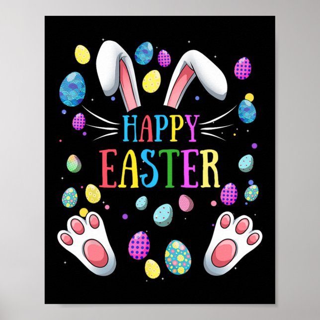 Affiche Joyeux Pâques Dit Bunny Dons Oeuf Graphique Famill (Devant)
