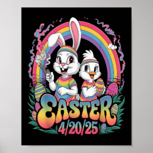 Affiche Joyeux Pâques drôle Fumer lapin de Pâques Hommes F