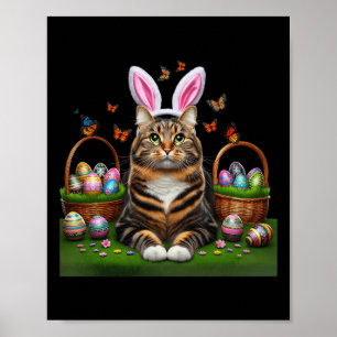 Affiche Joyeux Pâques mignonette chèvre oeufs panier Pâque