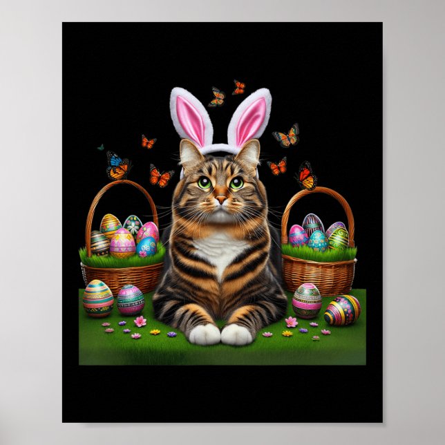 Affiche Joyeux Pâques mignonette chèvre oeufs panier Pâque (Devant)