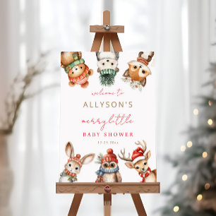 Affiche Joyeux petit baby shower bois signe d'accueil