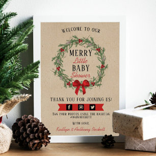 Affiche Joyeux petit Baby shower de Noël Bienvenue