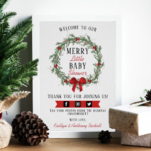 Affiche Joyeux petit Baby shower de Noël Bienvenue