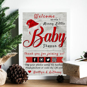 Affiche Joyeux petit Baby shower de Noël Bienvenue