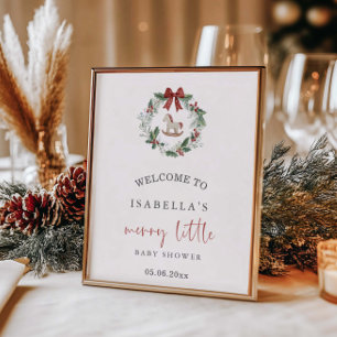 Affiche Joyeux petit Baby shower Fer de Noël Bienvenue