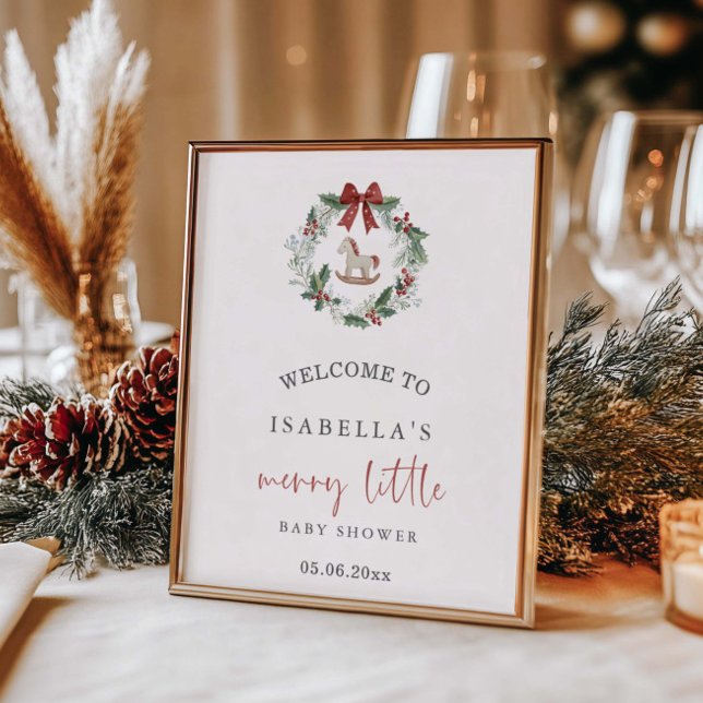 Affiche Joyeux petit Baby shower Fer de Noël Bienvenue (Créateur téléchargé)