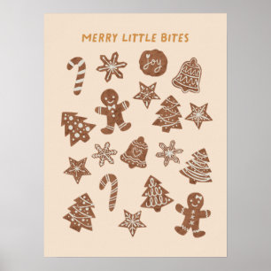 Affiche Joyeux Petites Morsures Noël Cookies Jaunes