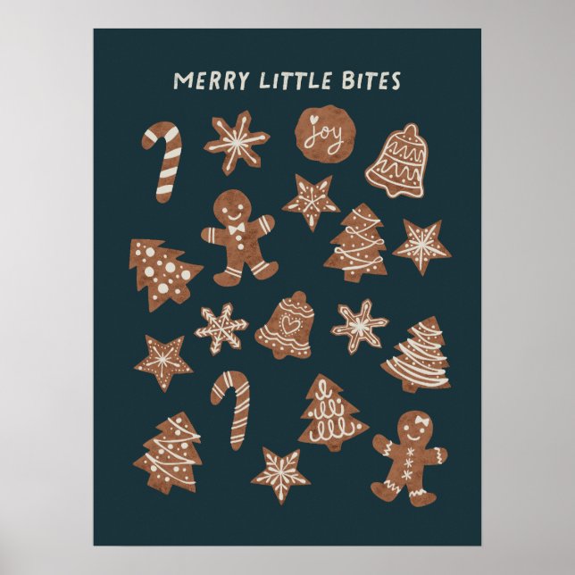 Affiche Joyeux Petites Morsures Noël Cookies Vert (Devant)