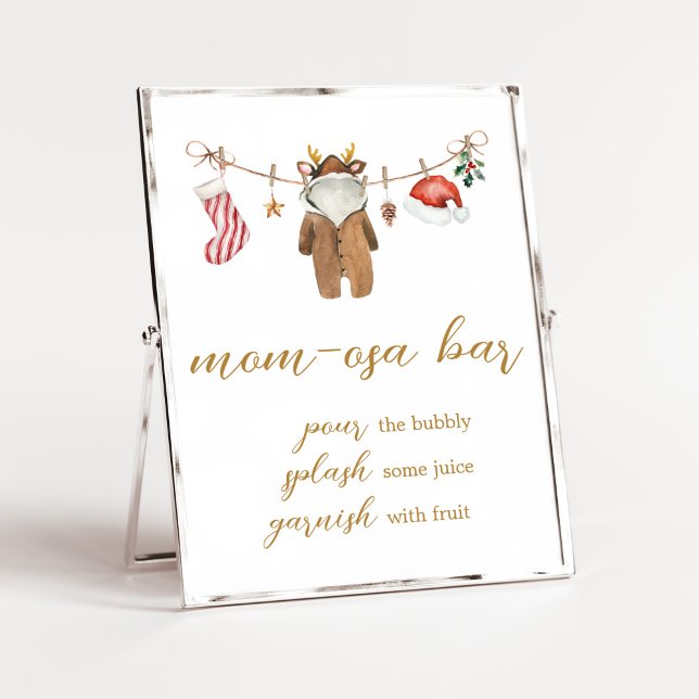 Affiche Joyeux petits vêtements de Noël Maman Osa Bar (Merry Little Clothes Baby Shower Mom Osa Bar Sign)