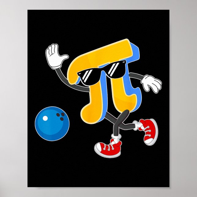 Affiche Joyeux Pi Day Bowling Amateurs Pi Symbole Masse En (Devant)