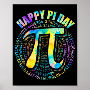 Affiche Joyeux Pi Day Tie Dye 3,14 Symbole du nombre Pi Ma