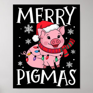 Affiche Joyeux Pigmas Drôle Cochon Noël Père Noël Cochon N
