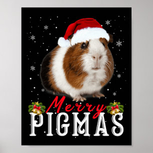 Affiche Joyeux Pigmas Masque Visage Amusant Guinée Pig Noë