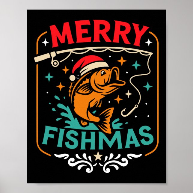 Affiche Joyeux Poissons B Poisson Noël Doux moche Noël (Devant)