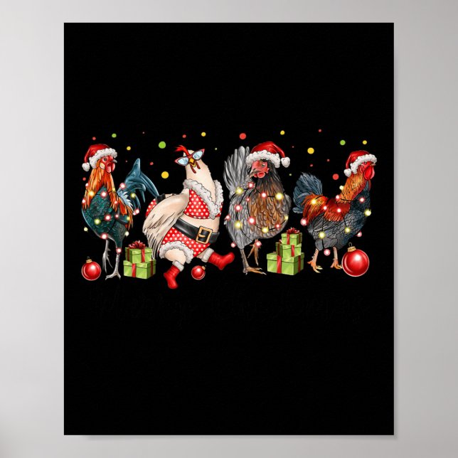 Affiche Joyeux poulets de Noël Drôle poulet de Noël Mo (Devant)