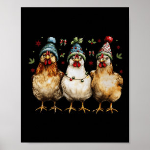 Affiche Joyeux poulets de Noël Drôle poulet de Noël Mo
