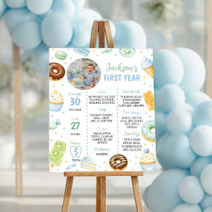Affiche Joyeux Premier Anniversaire Gâteau Donut Photo Éta