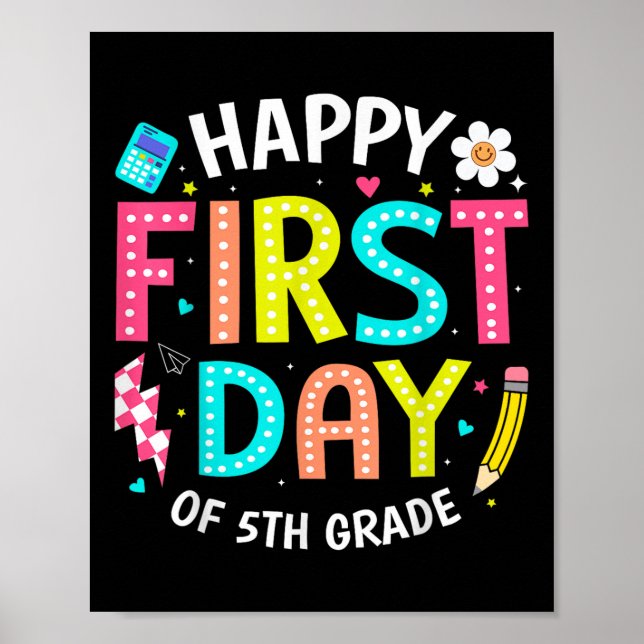 Affiche Joyeux Premier Jour De 5e Professeurs Enfants Reto (Devant)