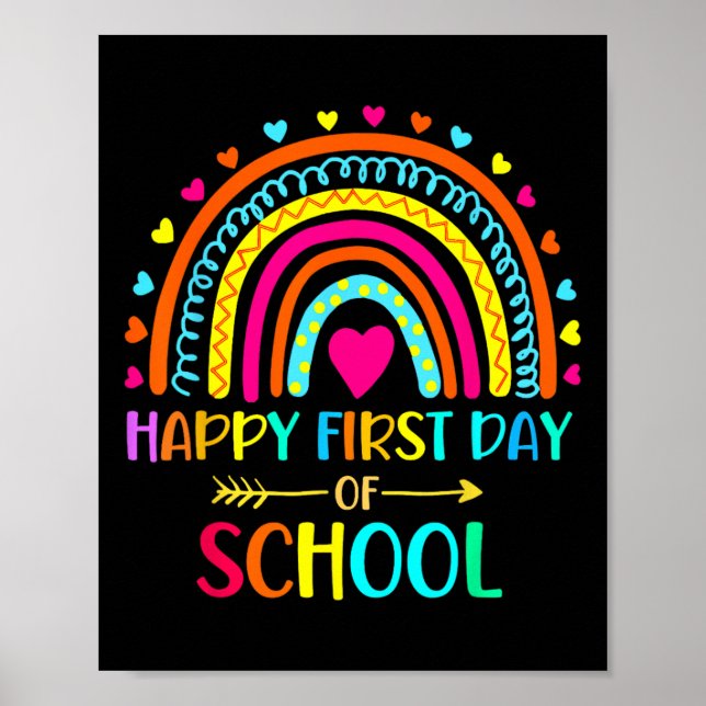 Affiche Joyeux Premier Jour De L'École Arc-En-Ciel Retour  (Devant)