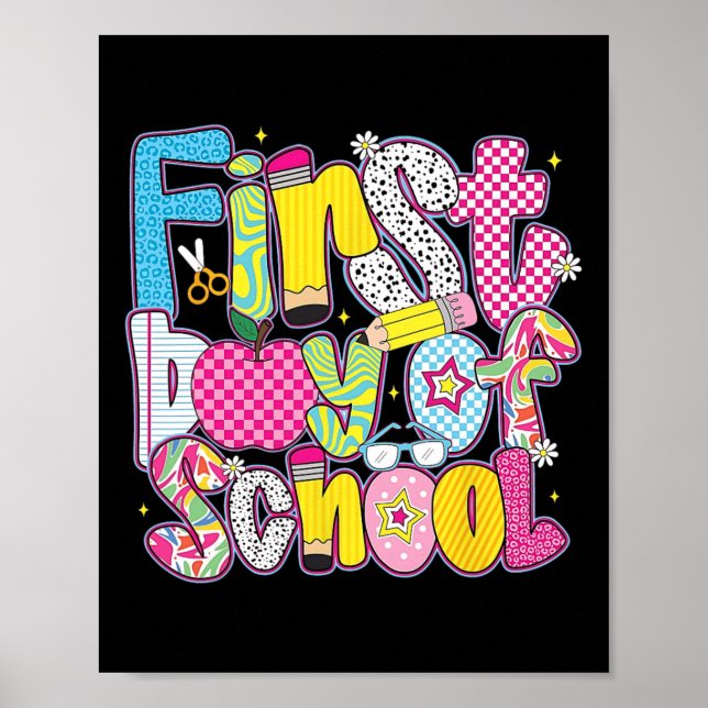 Affiche Joyeux Premier Jour De L'École Bonjour Enseignant  (Devant)